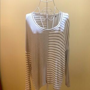 CAbi Black and White Striped Long Sleeve Top